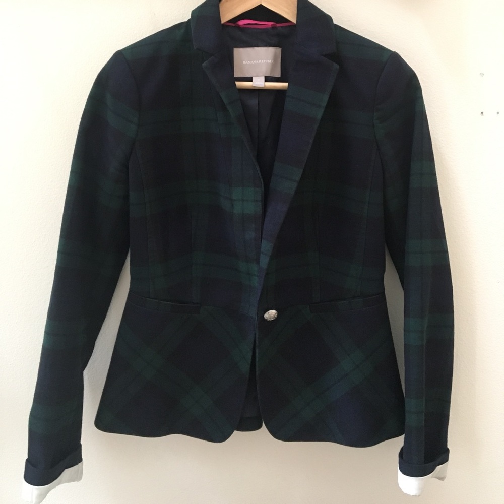 Banana Republic Green Plaid Blazer